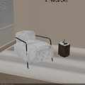 Fluffy Fur Lounge Chair With Metal Armrests And Small Side Table In Light Minimalist Interior