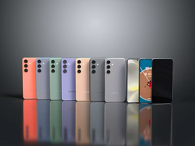 Various Colored Modern Smartphones With Camera Modules Display For Electronics 3d model