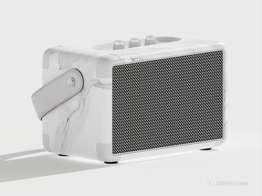 Stylish White Marble Texture Portable Bluetooth Speaker With Handle And High Quality Sound 3d model 
