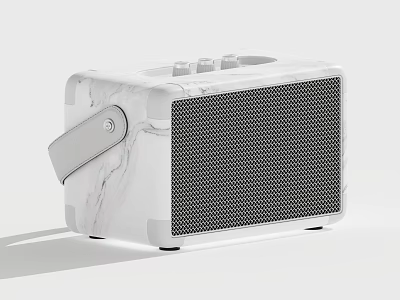 Stylish White Marble Texture Portable Bluetooth Speaker With Handle And High Quality Sound 3d model