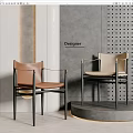 Designer Modern Accent Chairs With Brown And Beige Upholstery Metal Frames And Armrests