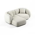 Modern Beige Curved Sofa With Soft Cushions For Living Room Furniture