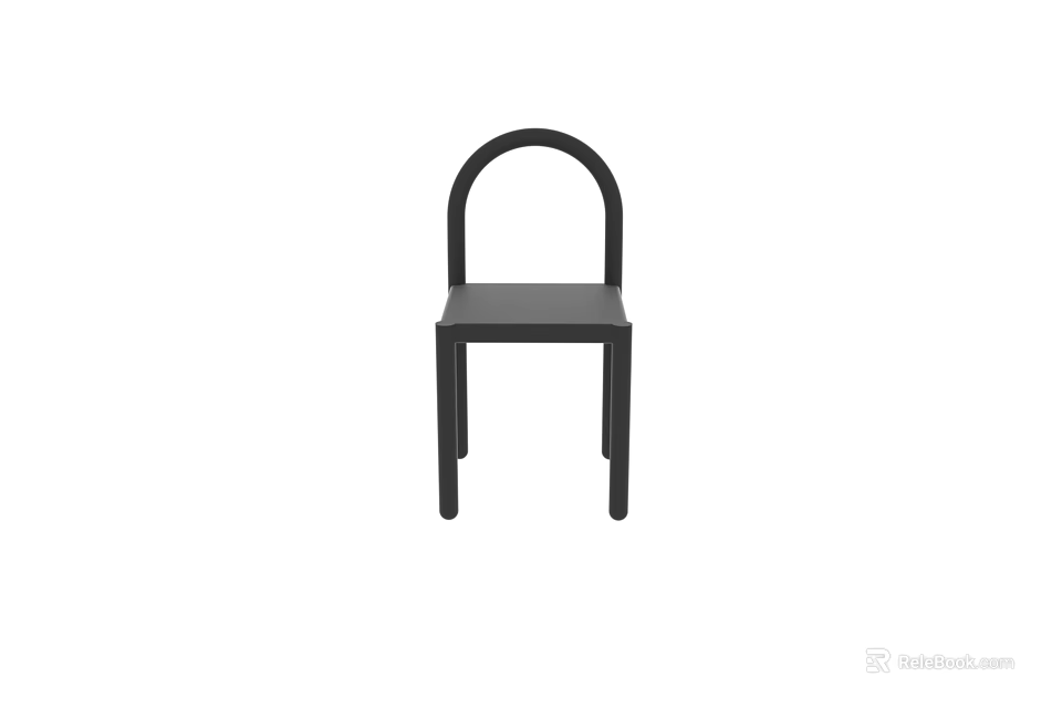 Black Leisure Chair with Arched Backrest and Straight Legs in Minimalist Design 3d model 