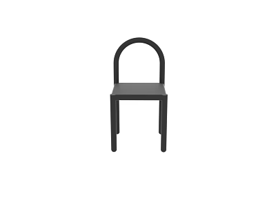 Black Leisure Chair with Arched Backrest and Straight Legs in Minimalist Design 3d model