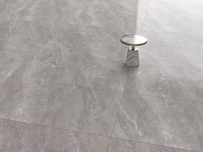 Gray Marble Texture Floor Tiles With Small Round Table On Modern Interior 3d model