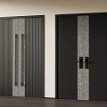 Modern Black Double Doors With Vertical Stripes And Chevron Patterns In Interior 3d model