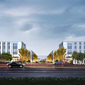 Lian Dong U Valley Modern Industrial Park With Road Cars Trees And Streetlights