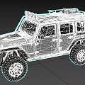 White Jeep Rubicon Off Road Vehicle With Roof Rack Roof Lights And Large Tires