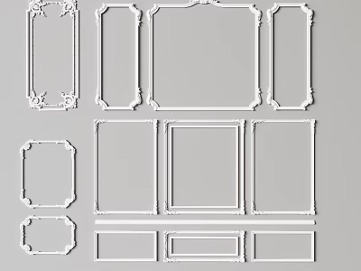 Various Decorative Line Frames Collection With Artistic Shapes And Ornamental Designs 3d model