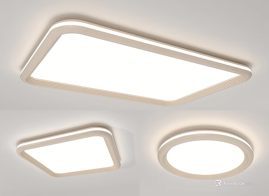 Modern White LED Ceiling Lights With Square And Round Sleek Design 3d model 