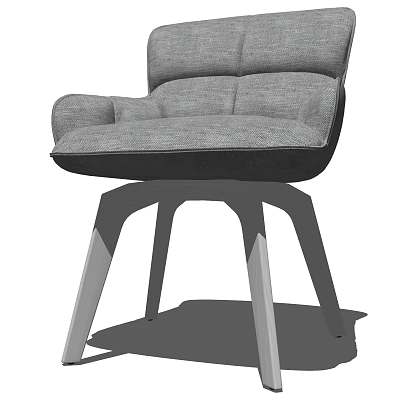 Modern Leisure Chair With Gray Fabric Padded Backrest And Metal Three Legged Base 3d model