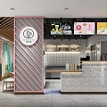 Modern Flower Tea Shop Interior With Pink White Decor Green Leaf Murals And Menu Screens