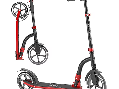 Black And Red Electric Scooter With Sturdy Frame And Wheels Design 3d model