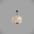 Modern Elegant Chandelier With White Fabric Drum Shade And Gold Metal Frame For Living Room
