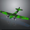 Aerospace Themed Green Camouflage Biplane Model With Propeller Dark Background Reflection