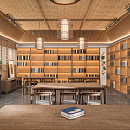 New Chinese Style Bookstore 3d model