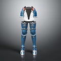 Blue And White Armor Set With Chest Plate Leg Guards Boots And Silver Accents