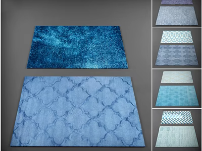 Blue Square Rugs With Various Textured Patterns For Home Living Room Decor 3d model