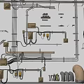 Electronic Electrical Components Layout With Wires Connectors Pipes Parts And Assembly Design