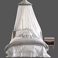 Cute Single Bed With White Curtain Cat Shaped Pillow And Gray Quilt