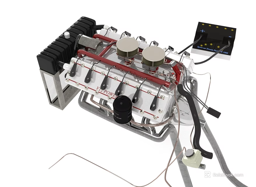 Black And White Industrial Mechanical Device With Red Metal Bars Circular Components And Wires 3d model 