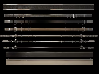 Premium Curtain Accessories Collection Featuring Metal Rods Brackets Hooks And Tracks 3d model