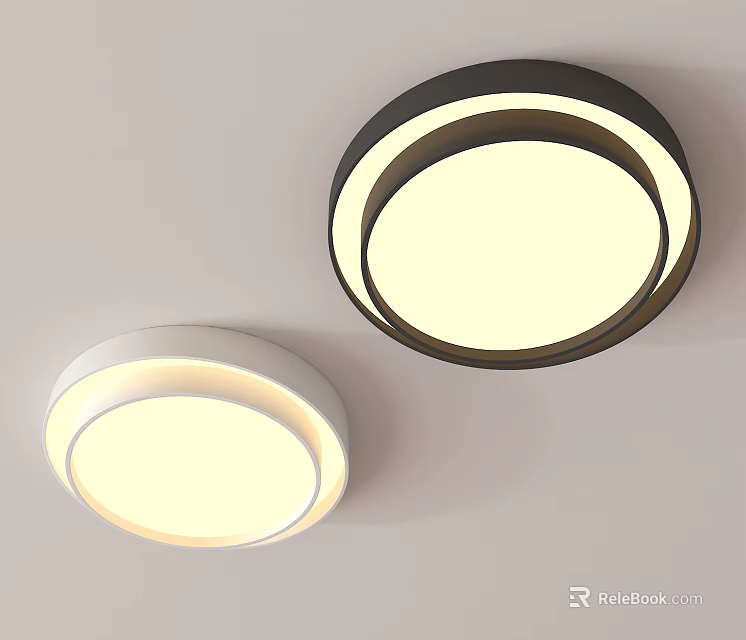 Two Modern Round White And Black Chandeliers For Home Ceiling Lighting 3d model