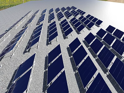 Expansive Solar Panel Array Generating Renewable Power For Household Appliances 3d model