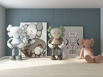 Art Toy Plush Dolls In Modern Room With Art Prints 3d model Art Toy Plush Dolls In Modern Room With Art Prints 3d model