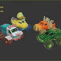 Colorful Toy Monster Trucks With Animal Shapes Including Duck And Fish For Kids