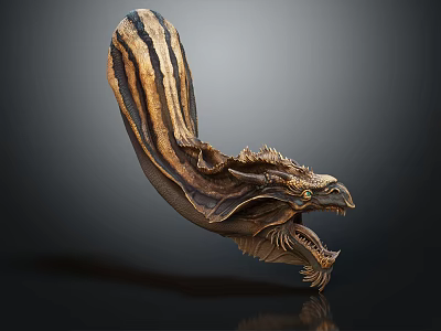 Mythical Dragon Creature Character With Striped Skin Open Mouth And Detailed Horns 3D Artwork 3d model