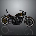 Custom Stylish Motorcycle With Red Seat Gold Black Body And White Rims