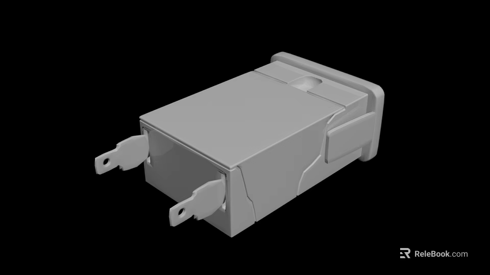 Grey Plastic Component 3D Model With Square Shape And Side Clips 3d model 