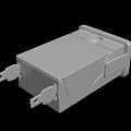Grey Plastic Component 3D Model With Square Shape And Side Clips
