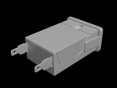 Grey Plastic Component 3D Model With Square Shape And Side Clips 3d model