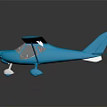 Blue Passenger Plane With Single Engine Long Wings Cockpit Windows And Reflection On Black Background 3d model