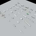 Assorted Components Scattered On Gray Surface With Different Shapes And Sizes 3d model