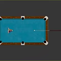 Professional Billiard Table with Blue Felt Surface Colored Balls Cue Stick and Wooden Frame