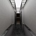 Elevator Interior Design With Light Gray Walls Ceiling Lights And Dark Floor Handrails 3d model