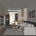 Modern Kitchen Interior With Black Cabinets Green Countertop And Orange Refrigerator