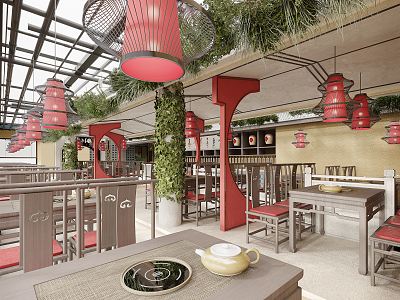 New Chinese Hot Pot Restaurant Catering Hot Pot Restaurant Hall 3d model