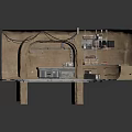 Futuristic Interior Design With Curved White Structure Control Console And Technical Equipment