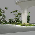 Modern Plant Combination With Tropical Greenery White Column And Gray Floor