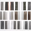 Various Curtain Designs With Striped And Solid Patterns In Neutral Tones 3d model