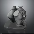 Elegant Necklaces Showcased On Grey Torso Mannequins With Silver Base Display Stand