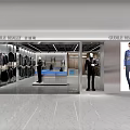 Modern Men's Clothing Store With Mannequins Suits Jackets And Display Racks