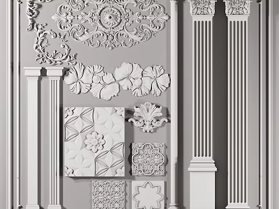 Elegant Carvings With Diverse Patterns And Columns 3d model