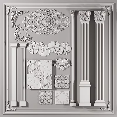 Elegant Carvings With Diverse Patterns And Columns 3d model