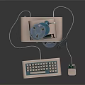 Vintage Computer Setup With Monitor Antenna Keyboard Mouse And Text