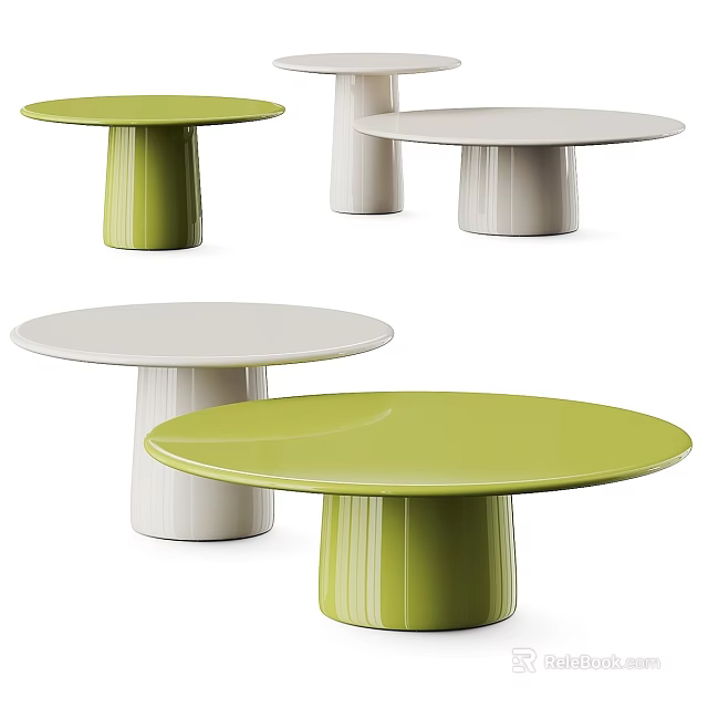 Green And White Round Dressing Tables With Multiple Colors And Different Heights Design 3d model